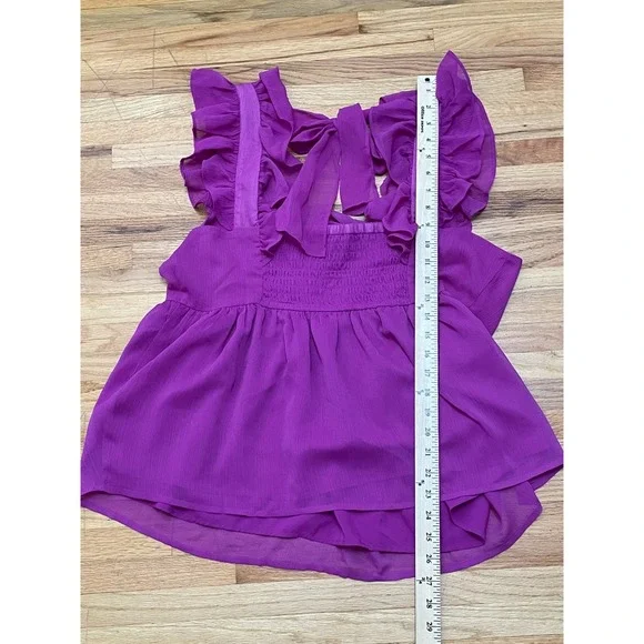 Banana Republic Women's L Purple Blouse Polyester Top Flutter Casual Smock-Frock - Picture 3 of 9